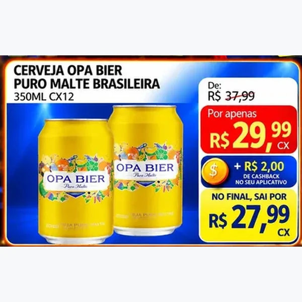 Recorte do encarte de Cerveja Puro Malte Brasileira Opa Bier 12 un × 350 ml
