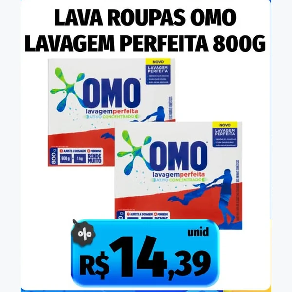 Lava Roupas Lavagem Perfeita Omo 800 g