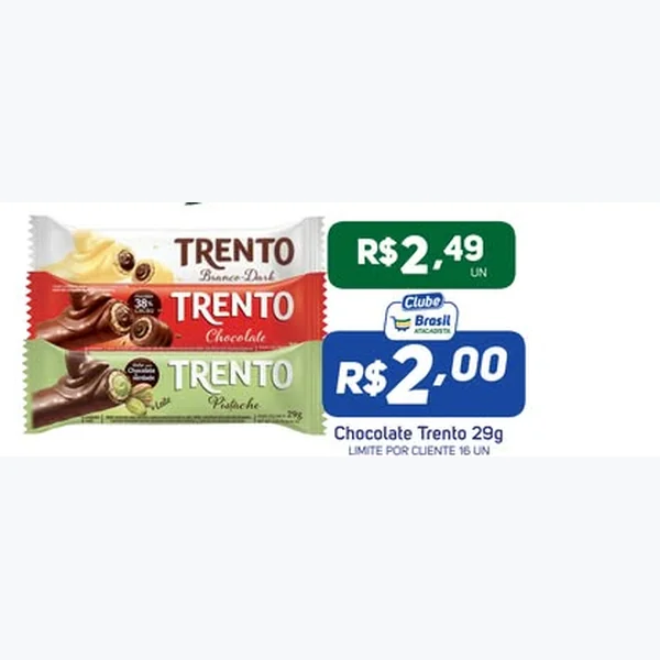 Recorte do encarte de Chocolate Trento 29 g