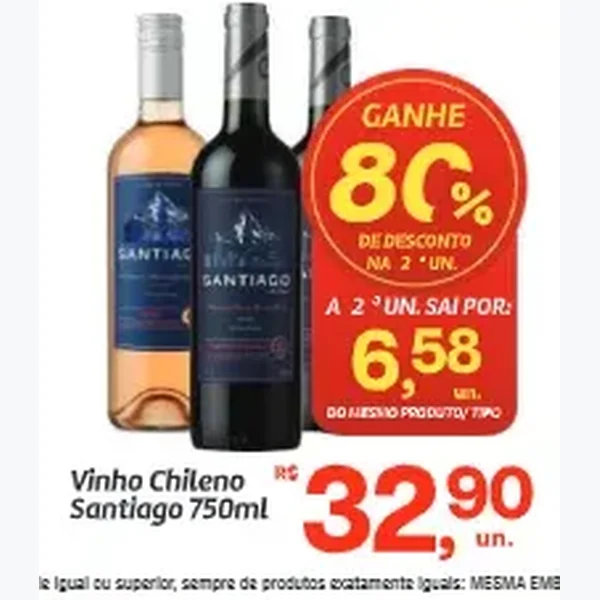 Recorte do encarte de Vinho Chileno Santiago 750 ml