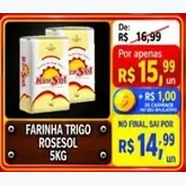 Recorte do encarte de Farinha Trigo Rosesol 5 kg