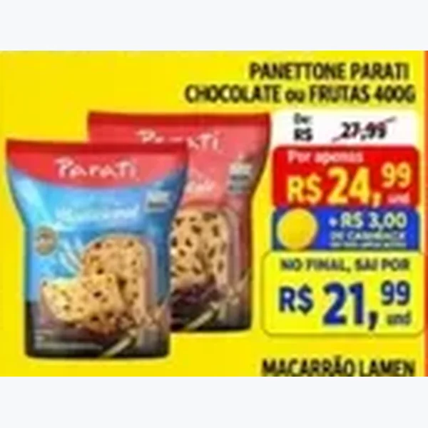 Recorte do encarte de Panettone Frutas Parati 400 g