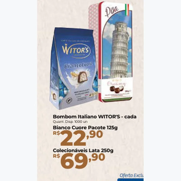 Recorte do encarte de Bombom Italiano Bianco Cuore WITOR'S 125 g
