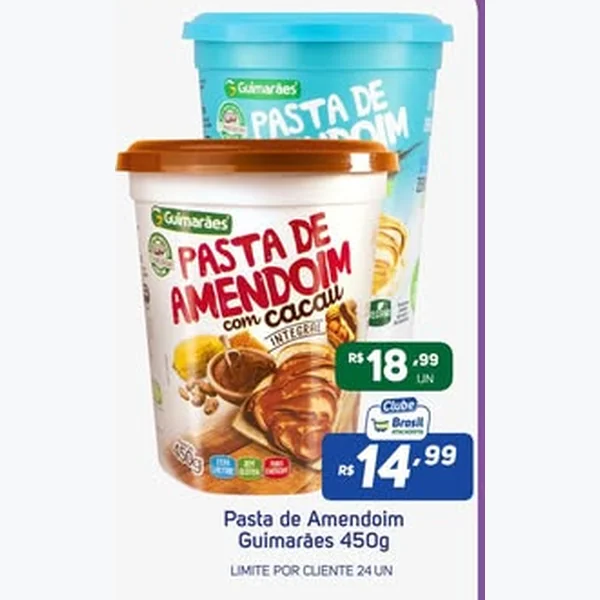 Recorte do encarte de Pasta de Amendoim com Cacau Integral Guimarães 450 g