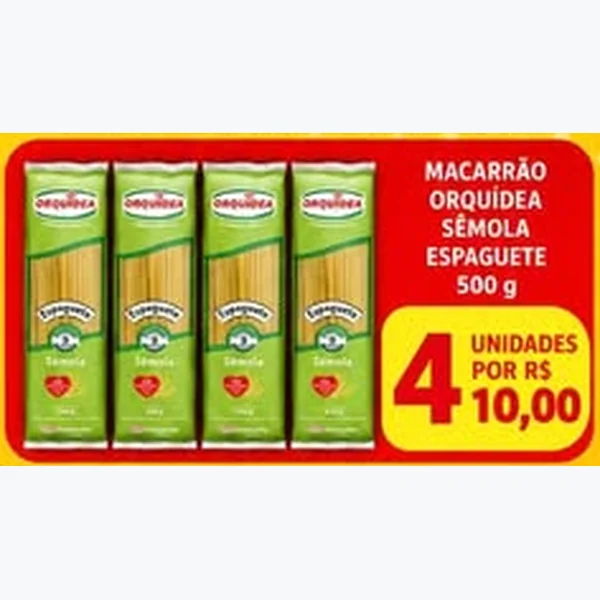 Recorte do encarte de Macarrão Espaguete Sêmola Orquídea 500 g