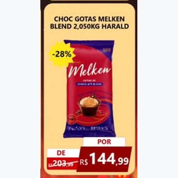 Recorte do encarte de Chocolate Gotas Blend Harald 2,05 kg