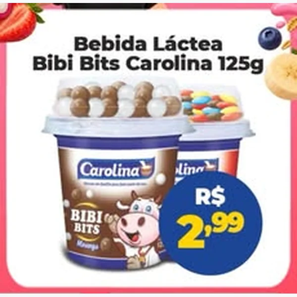 Recorte do encarte de Bebida Láctea Bibi Bits Carolina 125 g
