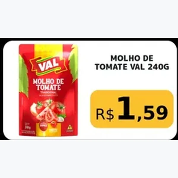 Recorte do encarte de Molho de Tomate Val 240 g