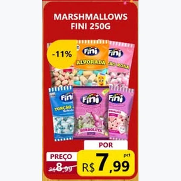 Recorte do encarte de Marshmallows Fini 250 g