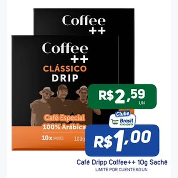 Recorte do encarte de Café Drip Coffee++ 10 un