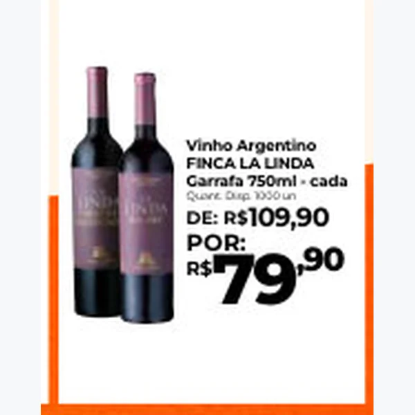 Recorte do encarte de Vinho Argentino Finca La Linda 750 ml