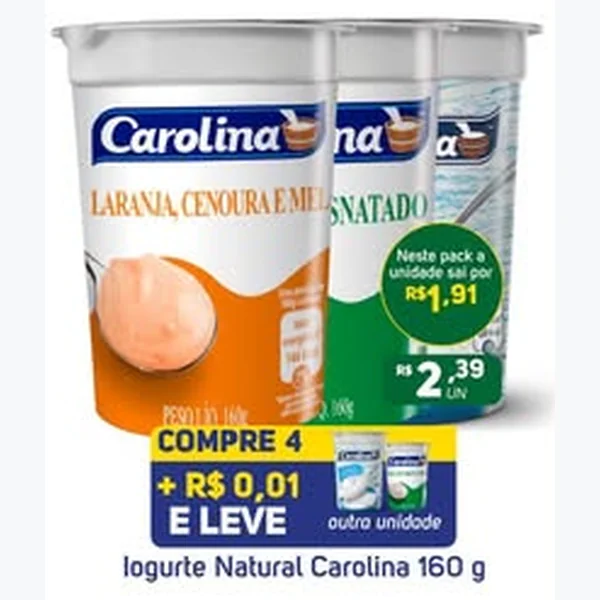 Recorte do encarte de Iogurte Natural Carolina 160 g