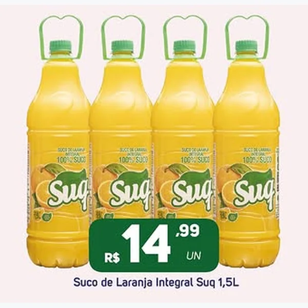 Recorte do encarte de Suco de Laranja Integral Suq 1,5 L