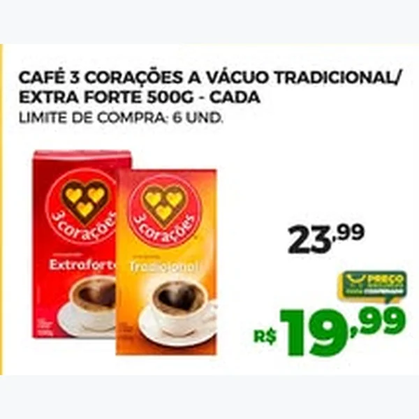Café a Vácuo Tradicional 3 Corações 500 g