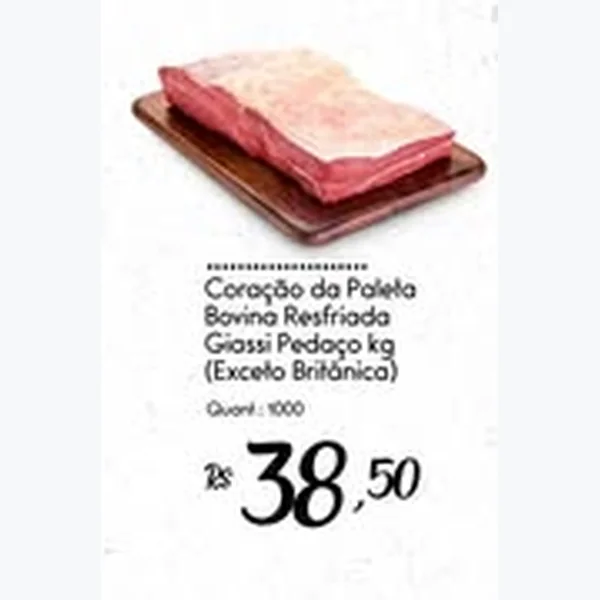 Recorte do encarte de Coração da Paleta Bovina Resfriado Pedaço Giassi