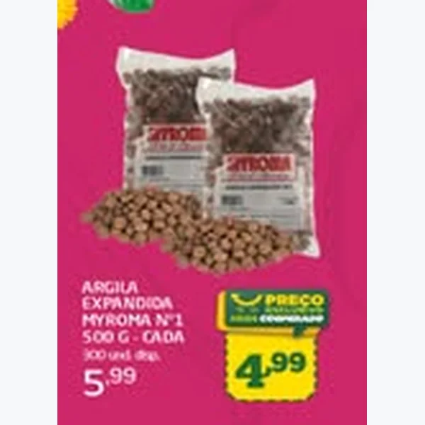 Recorte do encarte de Argila Expandida Myroma 500 g