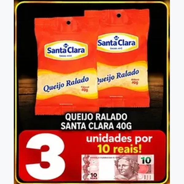 Recorte do encarte de Queijo Ralado Santa Clara 40 g