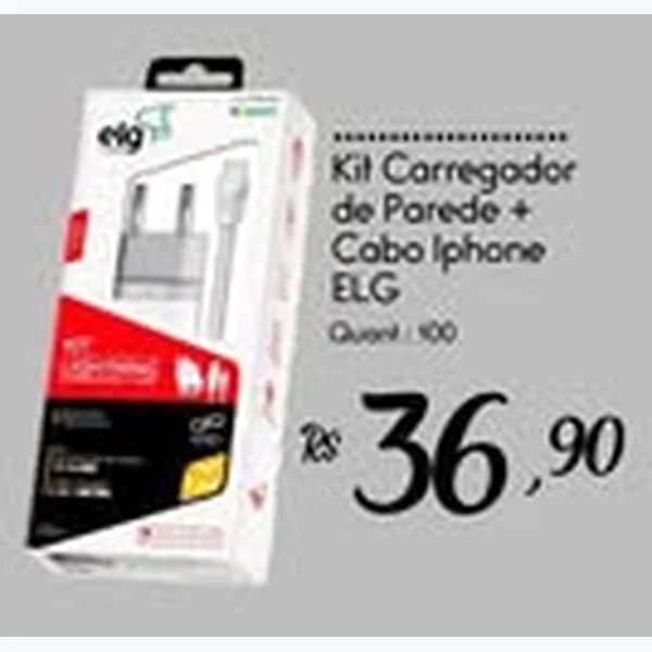 Kit Carregador de Parede + Cabo Iphone Elg