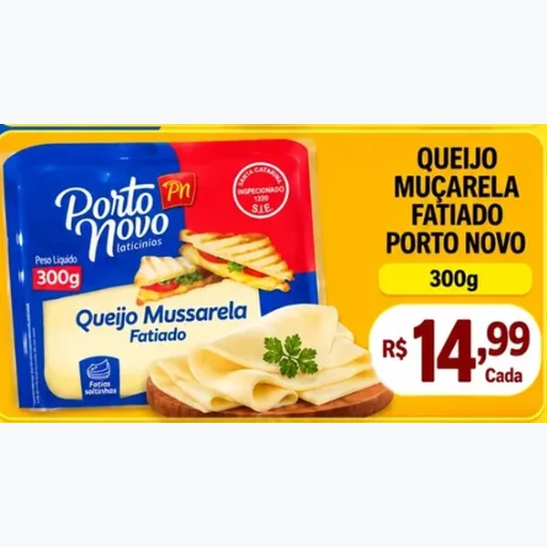 Queijo Muçarela Fatiado Porto Novo 300 g