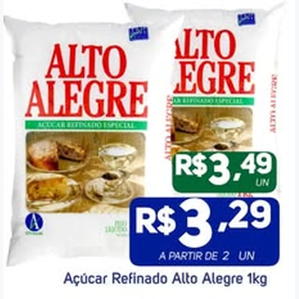 Recorte do encarte de Açúcar Refinado Especial Alto Alegre 1 kg