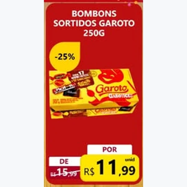 Recorte do encarte de Bombons Sortidos Garoto 250 g