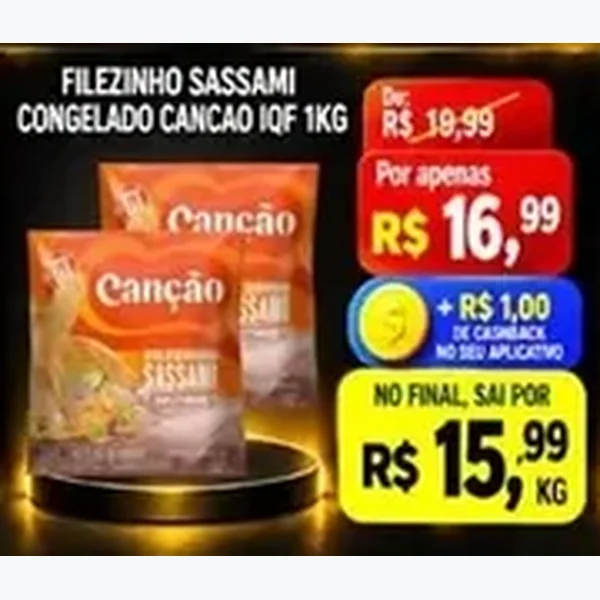 Recorte do encarte de Filézinho Sassami Congelado Cancão