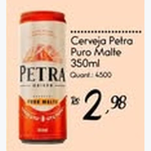 Recorte do encarte de Cerveja Puro Malte Petra 350 ml