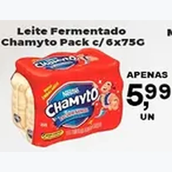 Recorte do encarte de Leite Fermentado Chamyto 6 un × 75 g