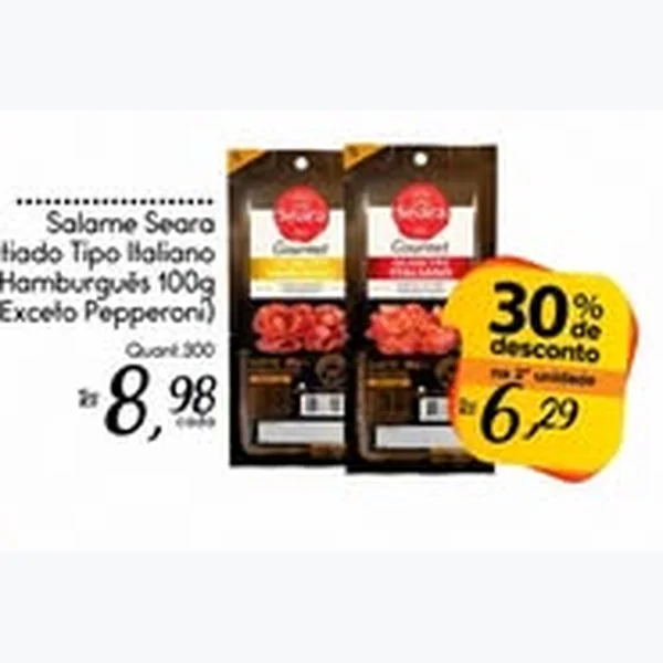 Recorte do encarte de Salame Fatiado Tipo Italiano Seara 100 g