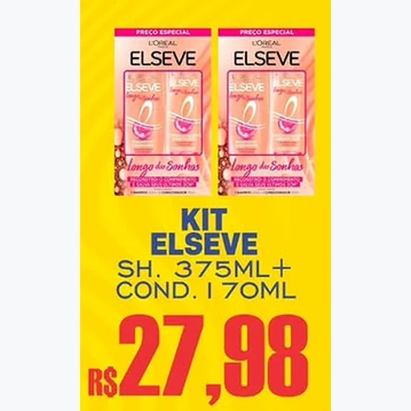 Recorte do encarte de Kit Shampoo e Condicionador Longo dos Sonhos Elseve 2 un × 375 ml