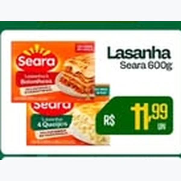 Recorte do encarte de Lasanha Seara 600 g