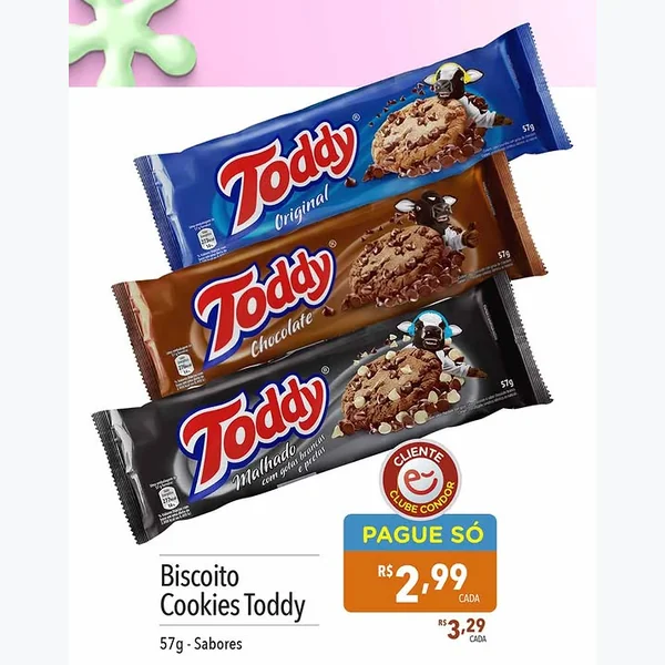 Recorte do encarte de Biscoito Cookies Original Toddy 57 g