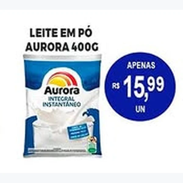Recorte do encarte de Leite em Pó Integral Instantâneo Aurora 400 g