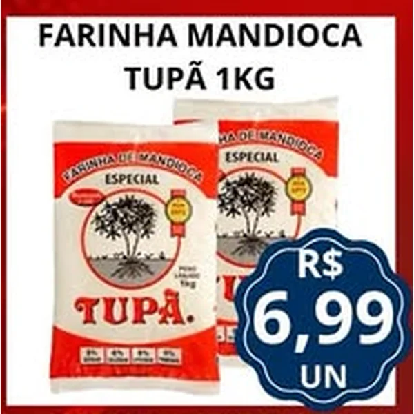 Recorte do encarte de Farinha de Mandioca Tupã 1 kg