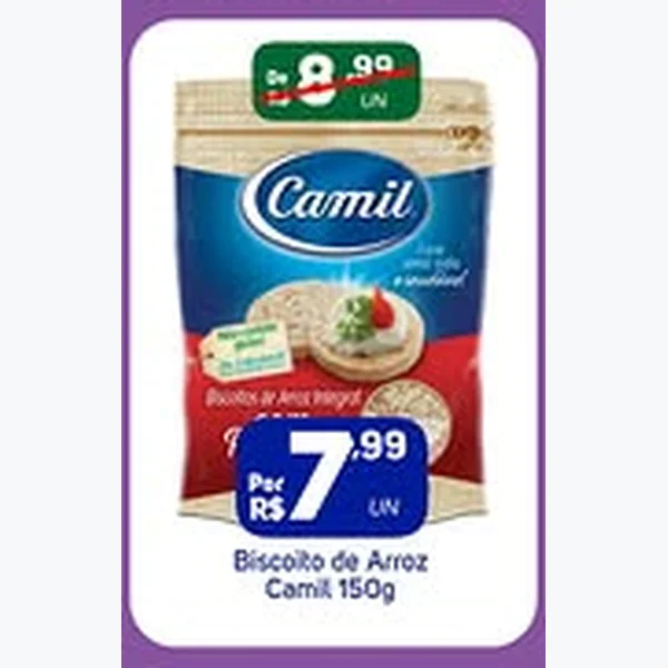 Recorte do encarte de Biscoito de Arroz Camil 150 g