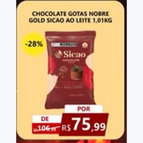 Chocolate Gotas Nobre Gold ao Leite Sicao 1,01 kg