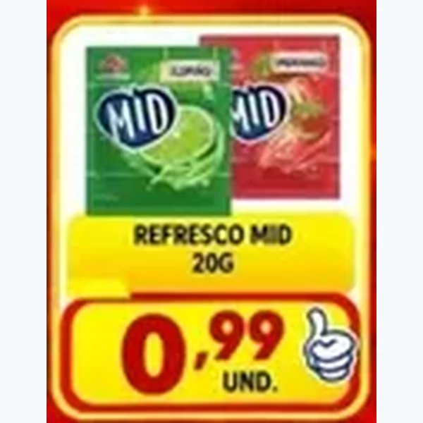 Recorte do encarte de Refresco Mid 20 g