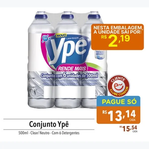 Recorte do encarte de Detergente Lava-louças Ypê 6 un × 500 ml