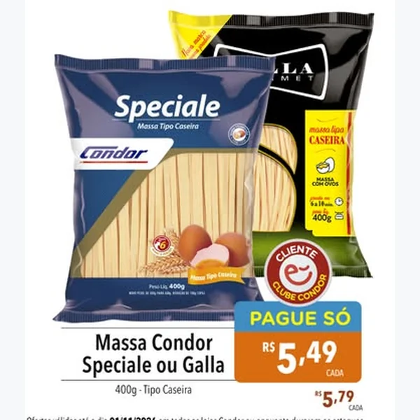 Recorte do encarte de Massa Tipo Caseira Condor 400 g