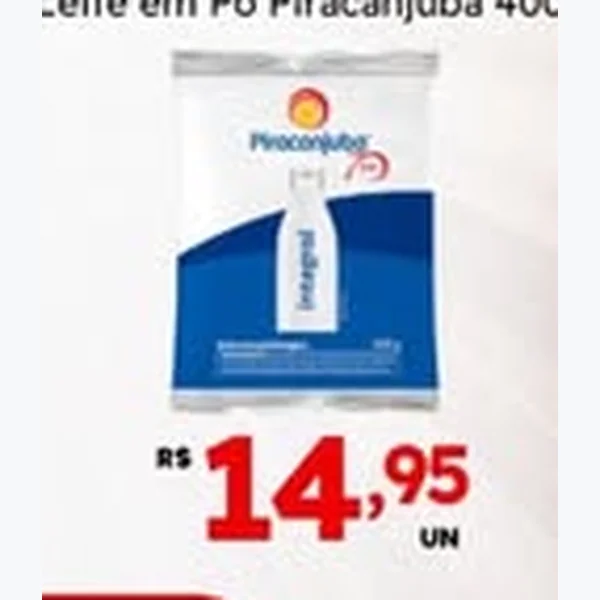 Recorte do encarte de Leite em Pó Piracanjuba 400 g