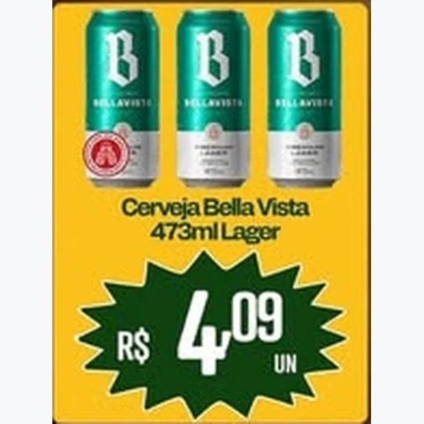 Recorte do encarte de Cerveja Lager Bella Vista 473 ml