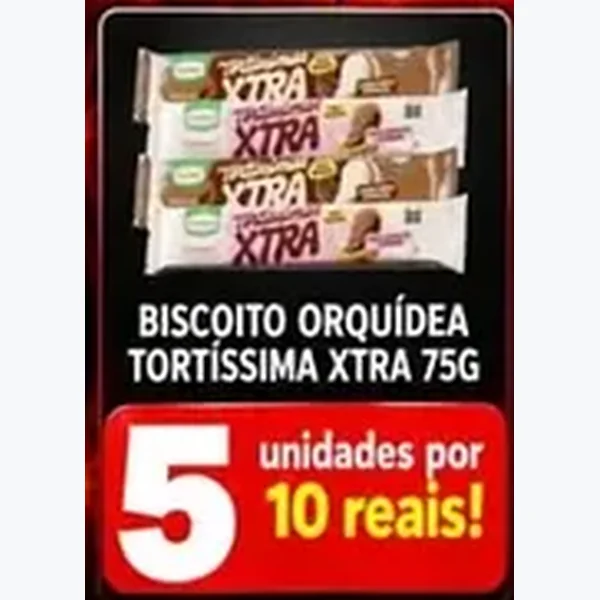 Recorte do encarte de Biscoito Tortíssima Orquídea 75 g