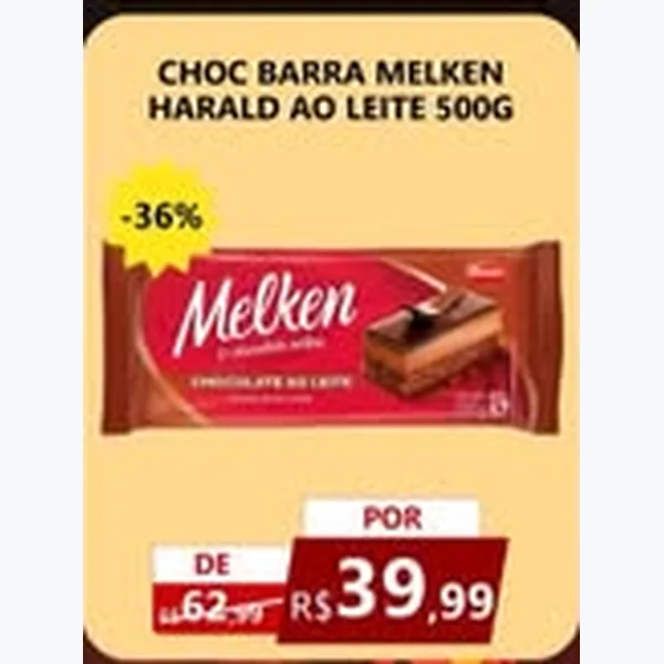 Recorte do encarte de Choc Barra ao Leite Melken Harald 500 g