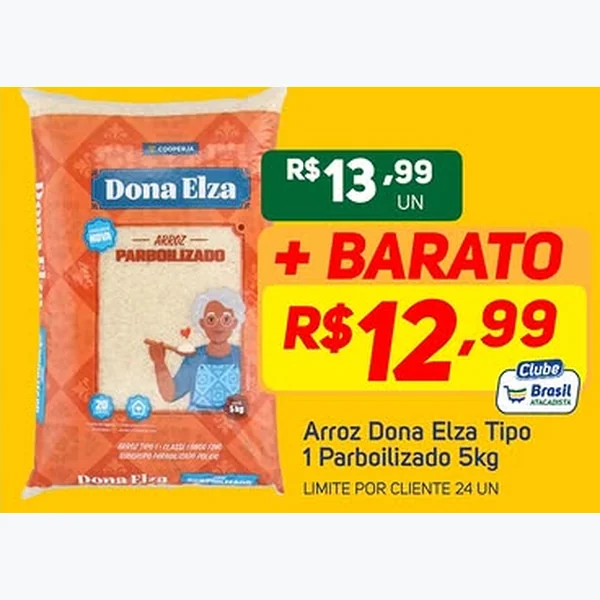 Recorte do encarte de Arroz Tipo 1 Parboilizado Dona Elza 5 kg