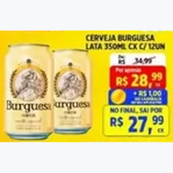 Recorte do encarte de Cerveja Burguesa 12 un × 350 ml