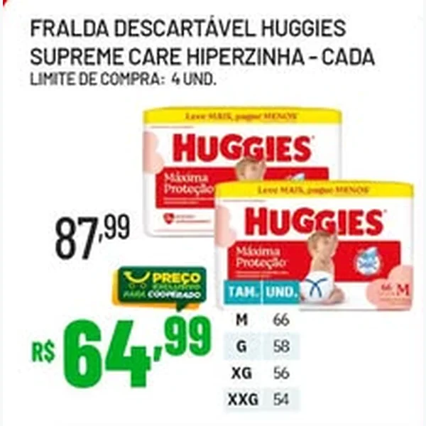 Recorte do encarte de Fralda Descartável Supreme Care Huggies