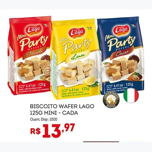 Recorte do encarte de Biscoito Wafer Mini Lemon Lago 125 g