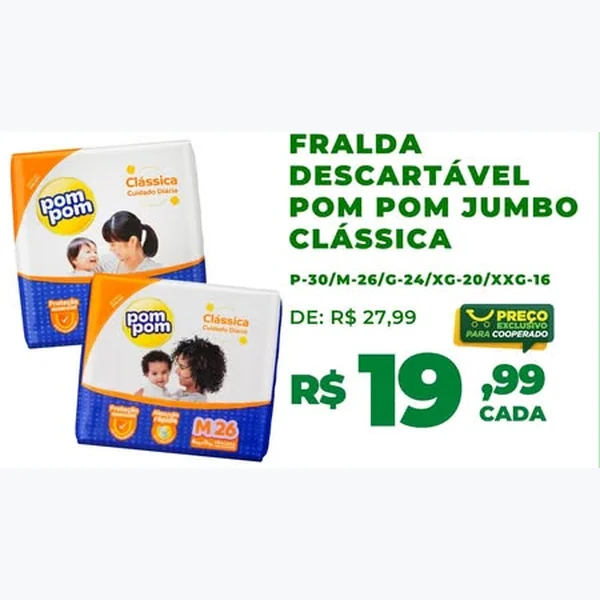 Fralda Descartável Clássica Pom Pom