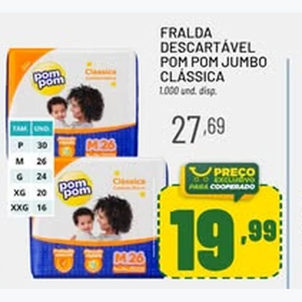 Fralda Descartável Clássica Pom Pom