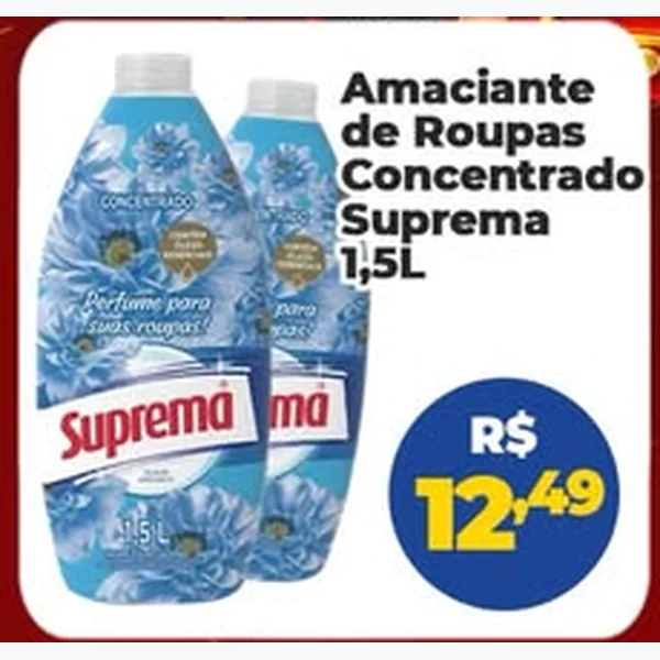 Recorte do encarte de Amaciante de Roupas Concentrado Suprema 1,5 L